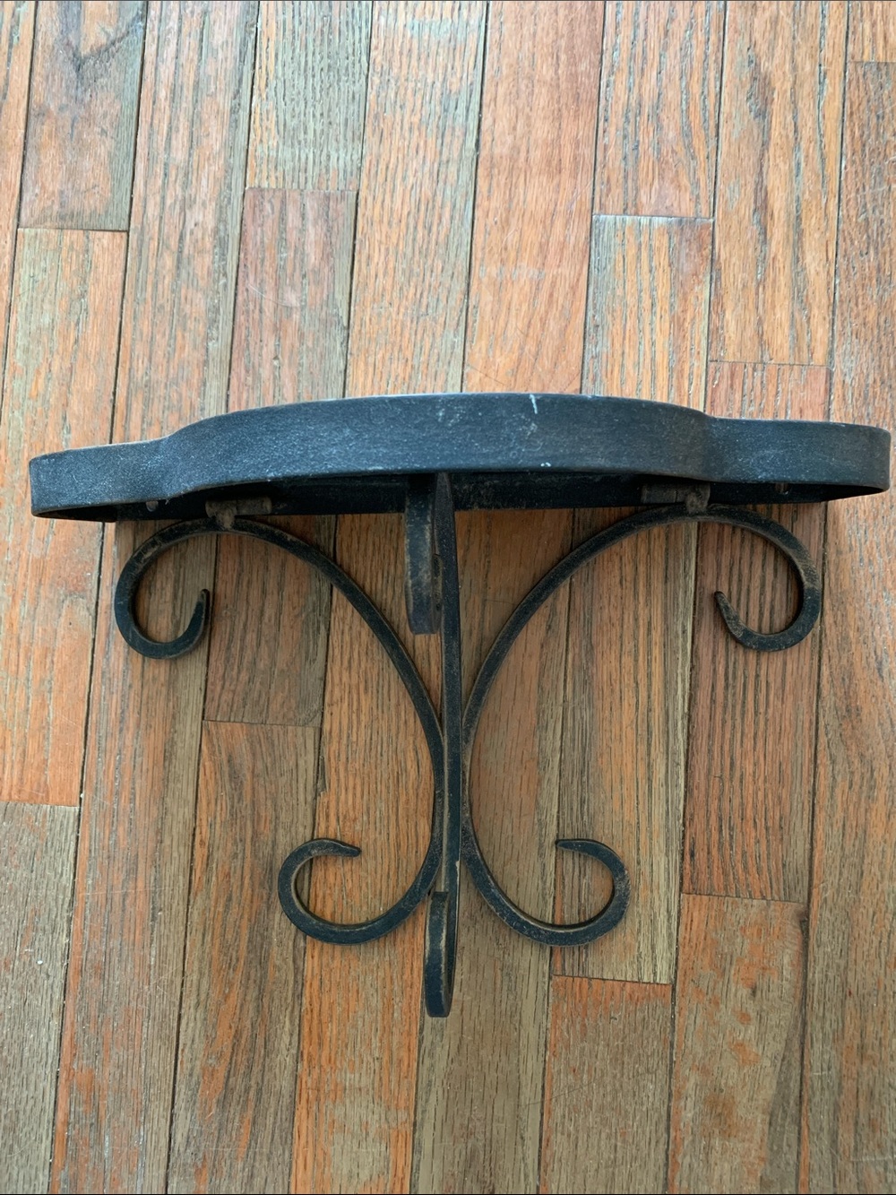 Black Cast Folding Decorative Wall Shelf with Scroll Bracket